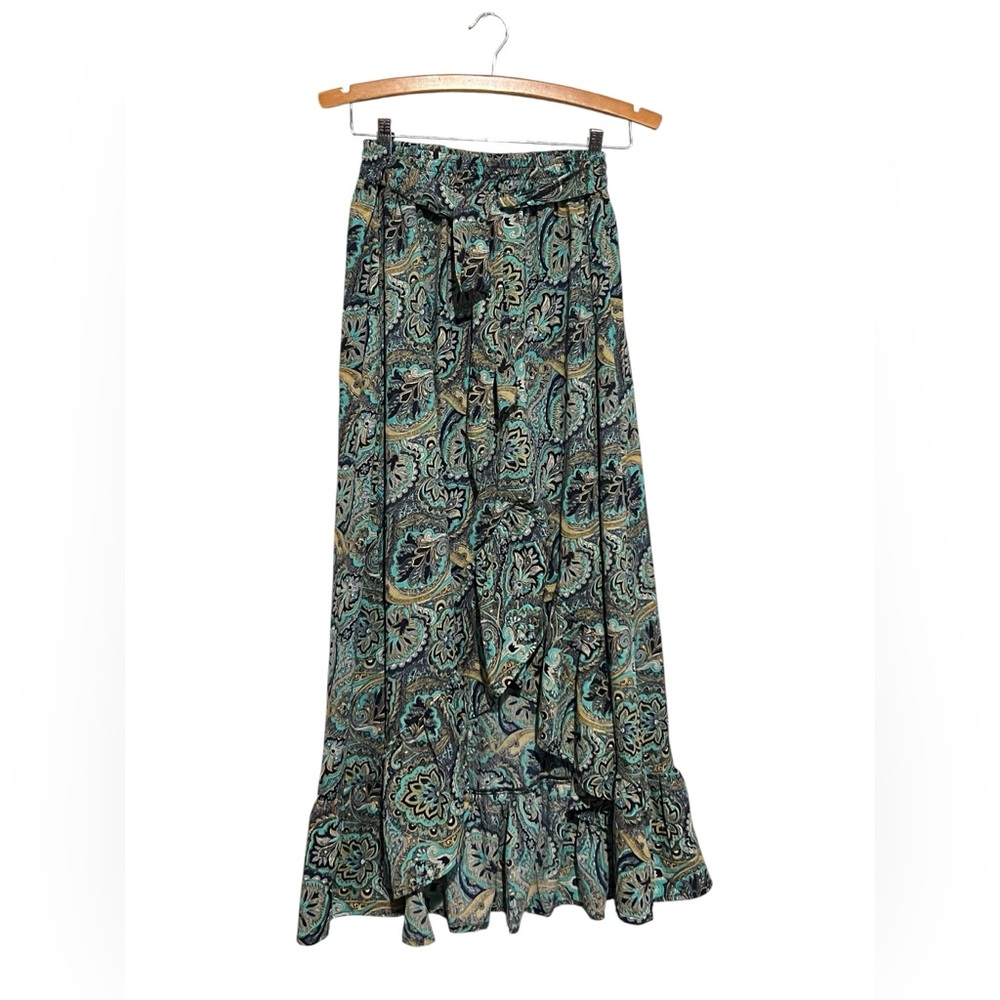 Masala Maxi Skirt Size Medium High Low Elastic Waist Modest Tie Front Boho